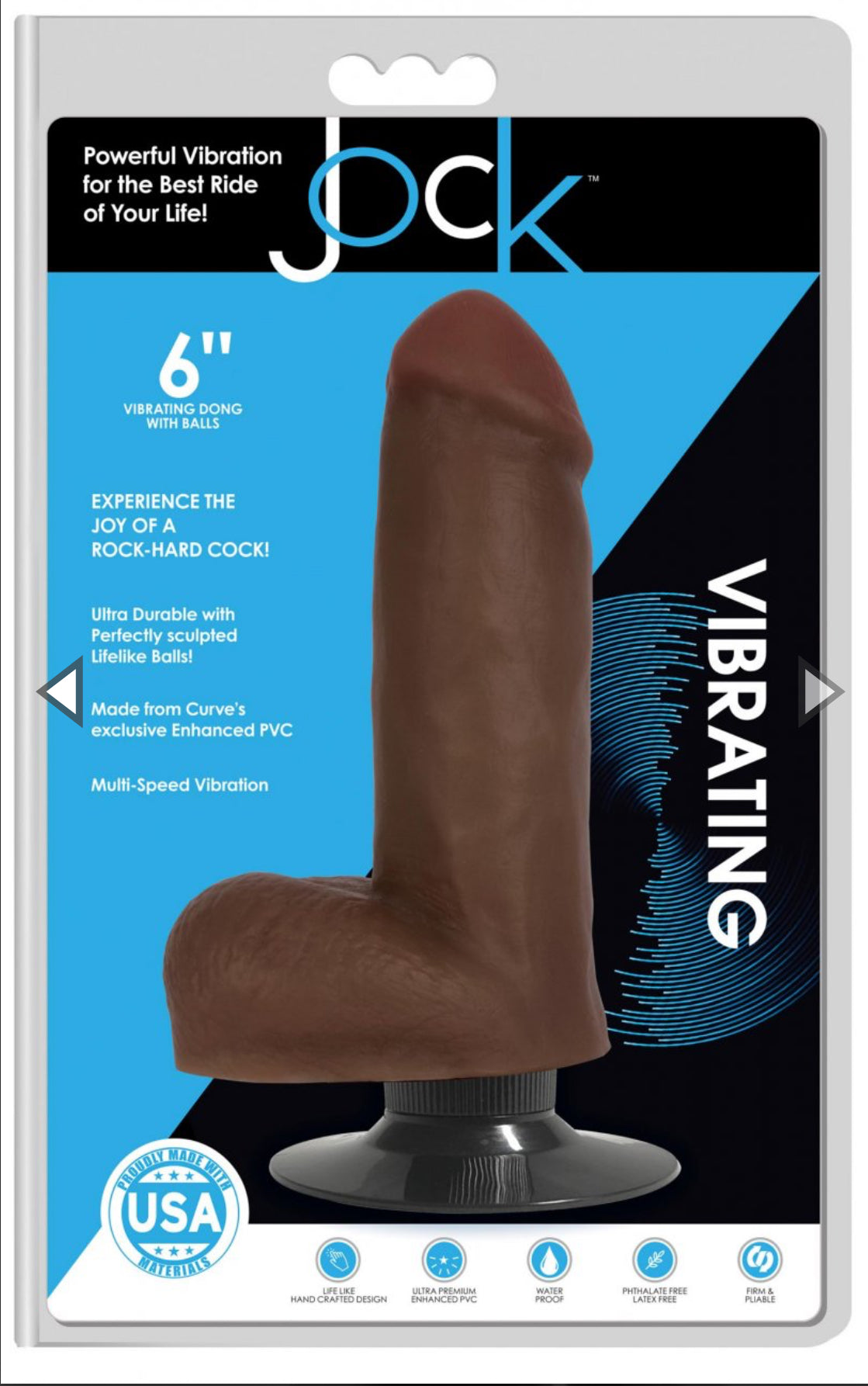 Jock Dark Vibrating Dildo with Balls - 6 Inch