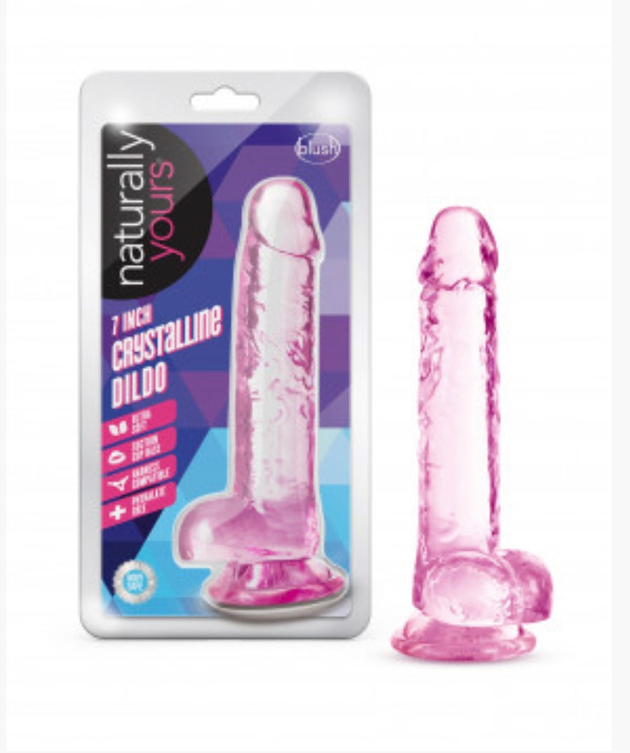 Naturally Yours - 7 Inch Crystalline Dildo - Rose