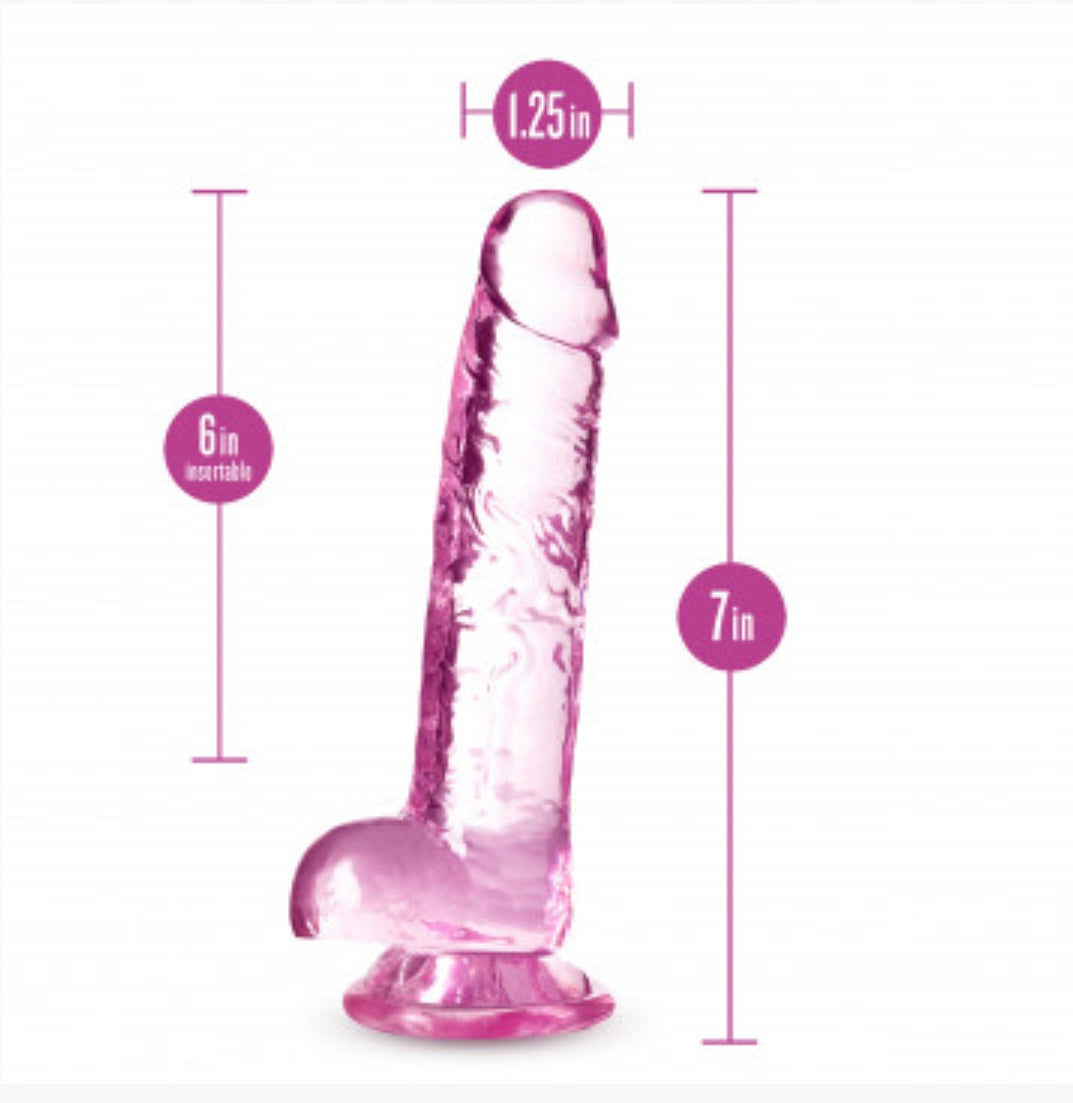 Naturally Yours - 7 Inch Crystalline Dildo - Rose